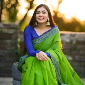 Brand Quality Special Light Green Colour Pure Cotton/Shuti Saree For Women | Comfortable, Soft And Stylish Sari for Women