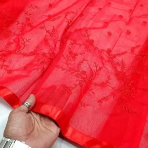 Half Silk Embroidery Saree