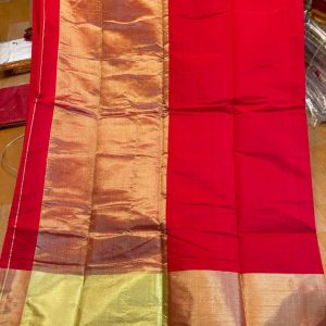 Red And Green Combination 12 Hand Half Silk Saree For Women - Sari
