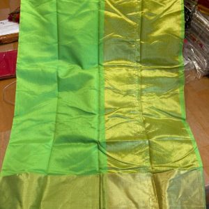 Pale green & golden combination half silk saree for women