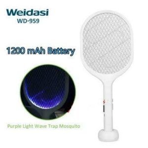 WD 959 Mosquito Swatter Electric Fly Swatter, Handheld Rechargeable Bug Zapper Racket, Mosquito Killer Mosquitoes Lamp & Racket 2 in 1, 3-Layer